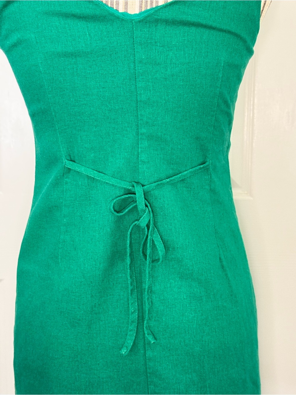Lulus Green Linen Blend Wrap Mini Dress XS - Picture 6 of 9